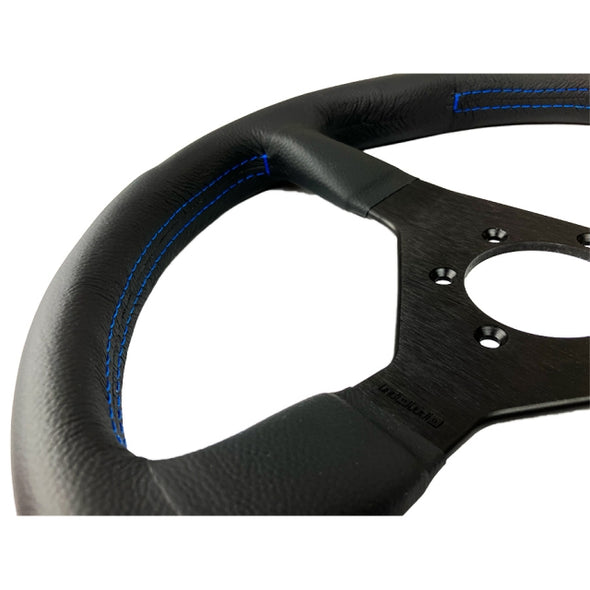 Momo Monte Carlo Steering Wheel - 350mm (Black Leather / Blue Stitch)